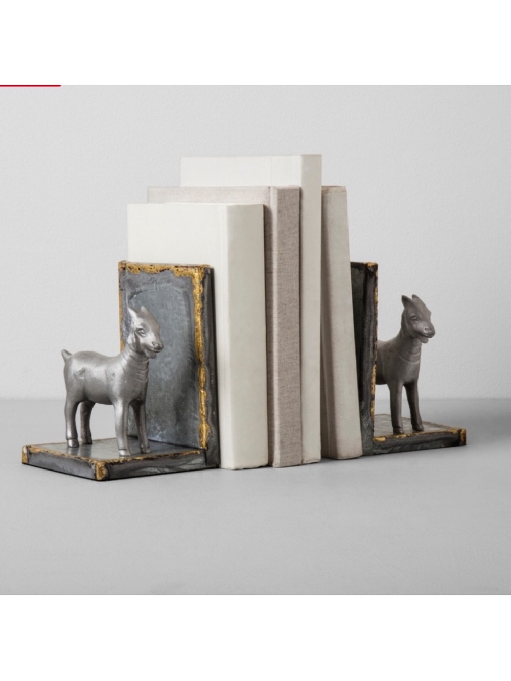 Hearth & Hand Magnolia Metal Galvanized Goat Bookends - Set of 2